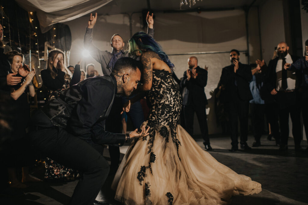 a married couple is dancing